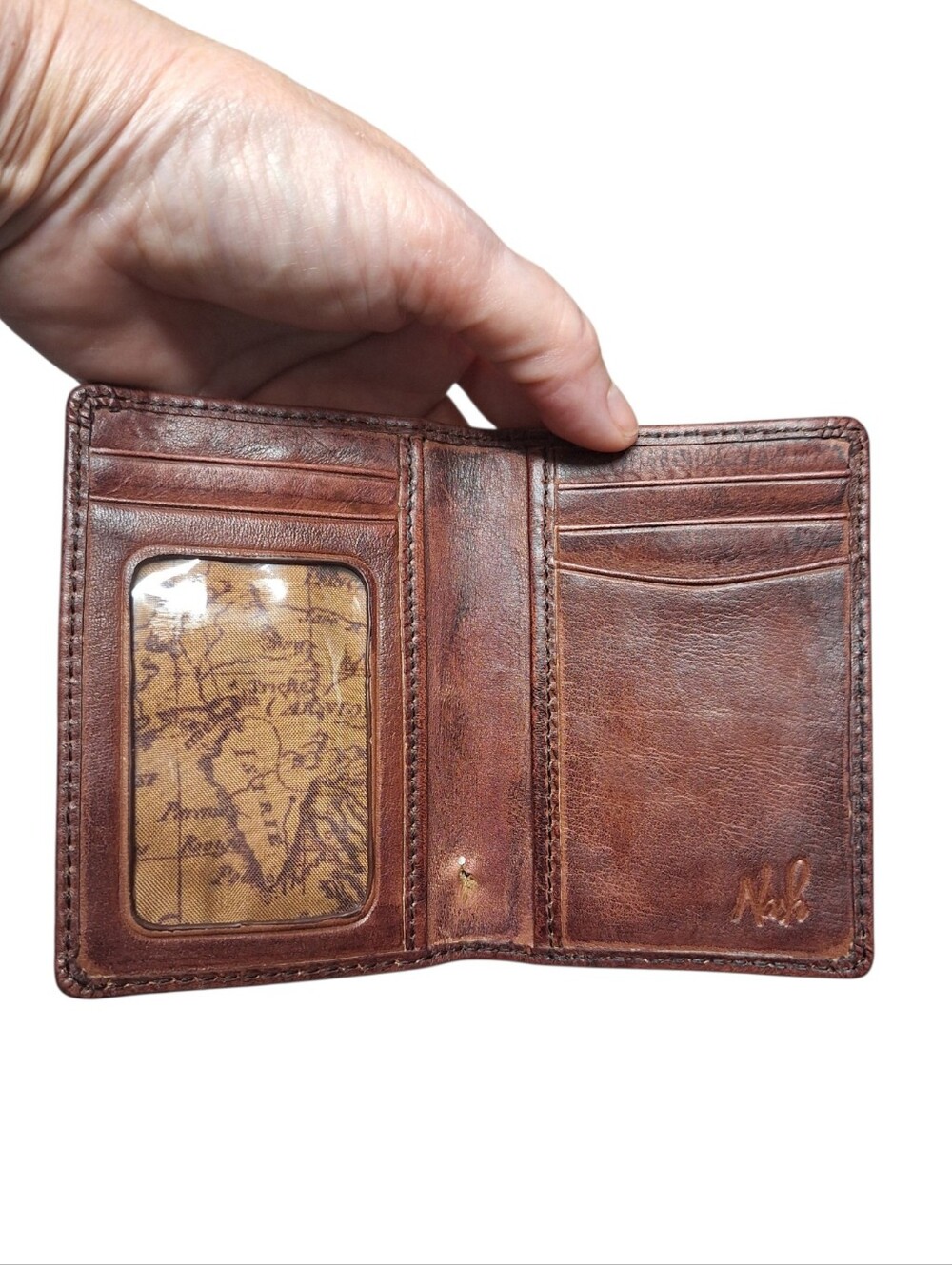 Vintage Patricia Nash Bi-Foild Leather Card / ID Holder Case Wallet Preppy